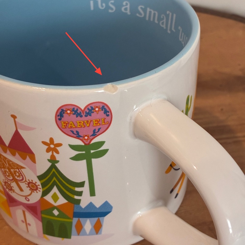 Disney It's a Small World Coffee Mug White Mary‎ Blair Style *CHIP - Picture 4 of 8